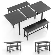 3 Piece Dining Table Set for 4-6 with 2 Benches-Black-Dining Room Sets-DECOROLALA