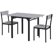 3-Piece Drop-Leaf Dining Table Set with 2 Chairs - Light Grey-DECOROLALA