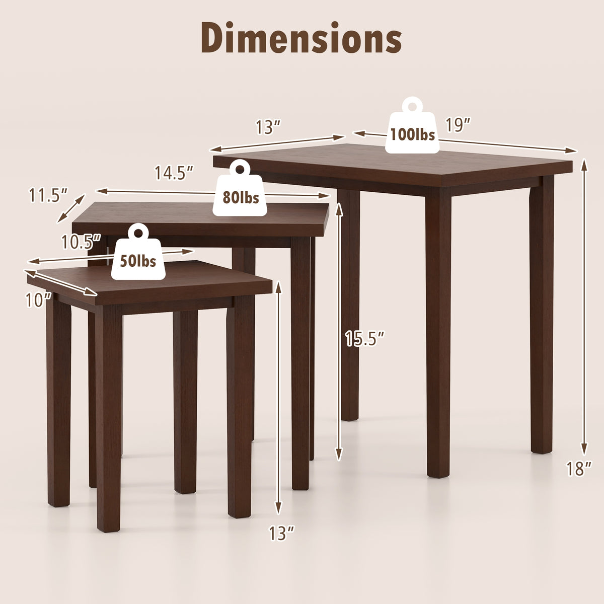 3-Piece Farmhouse Rectangle Side Table Set for Living Room-Walnut-End & Side Tables-DECOROLALA