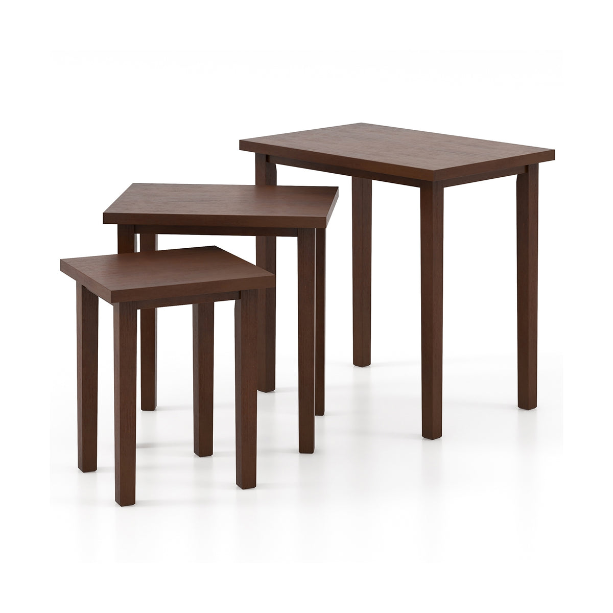 3-Piece Farmhouse Rectangle Side Table Set for Living Room-Walnut-End & Side Tables-DECOROLALA
