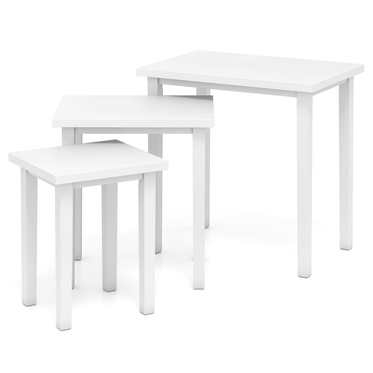 3-Piece Farmhouse Rectangle Side Table Set for Living Room-White-End & Side Tables-DECOROLALA