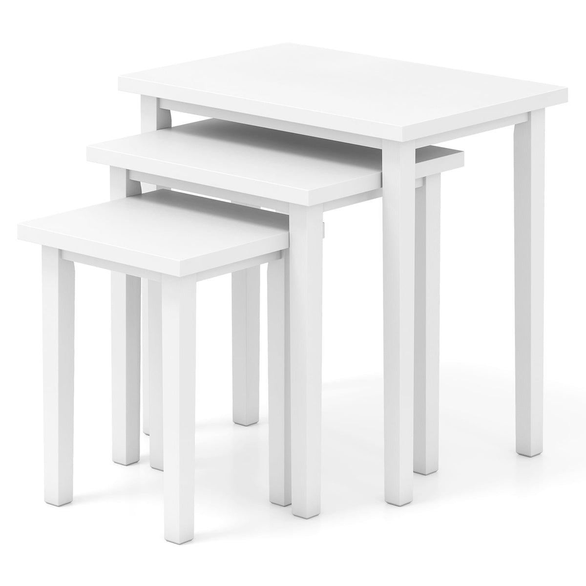 3-Piece Farmhouse Rectangle Side Table Set for Living Room-White-End & Side Tables-DECOROLALA