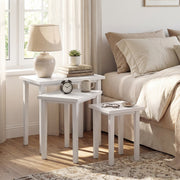 3-Piece Farmhouse Rectangle Side Table Set for Living Room-White-End & Side Tables-DECOROLALA