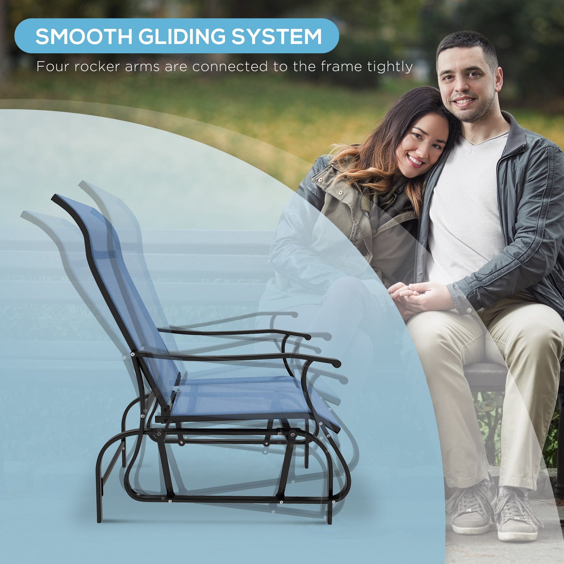 3-Piece Gliding Chair & Bistro Table Set - Light Blue-DECOROLALA