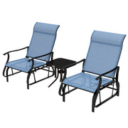 3-Piece Gliding Chair & Bistro Table Set - Light Blue-DECOROLALA