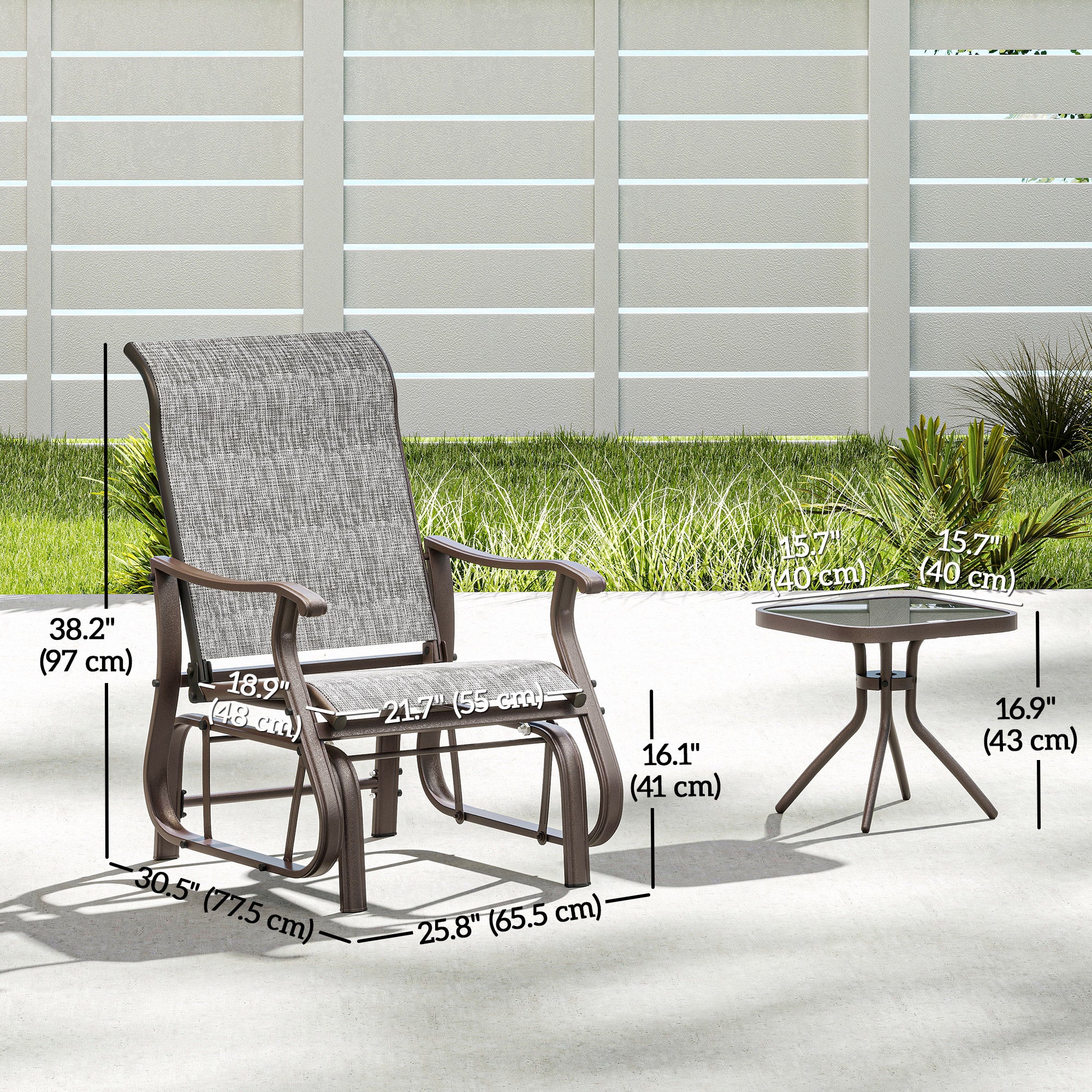 3-Piece Gliding Chair & Table Set - Grey-DECOROLALA
