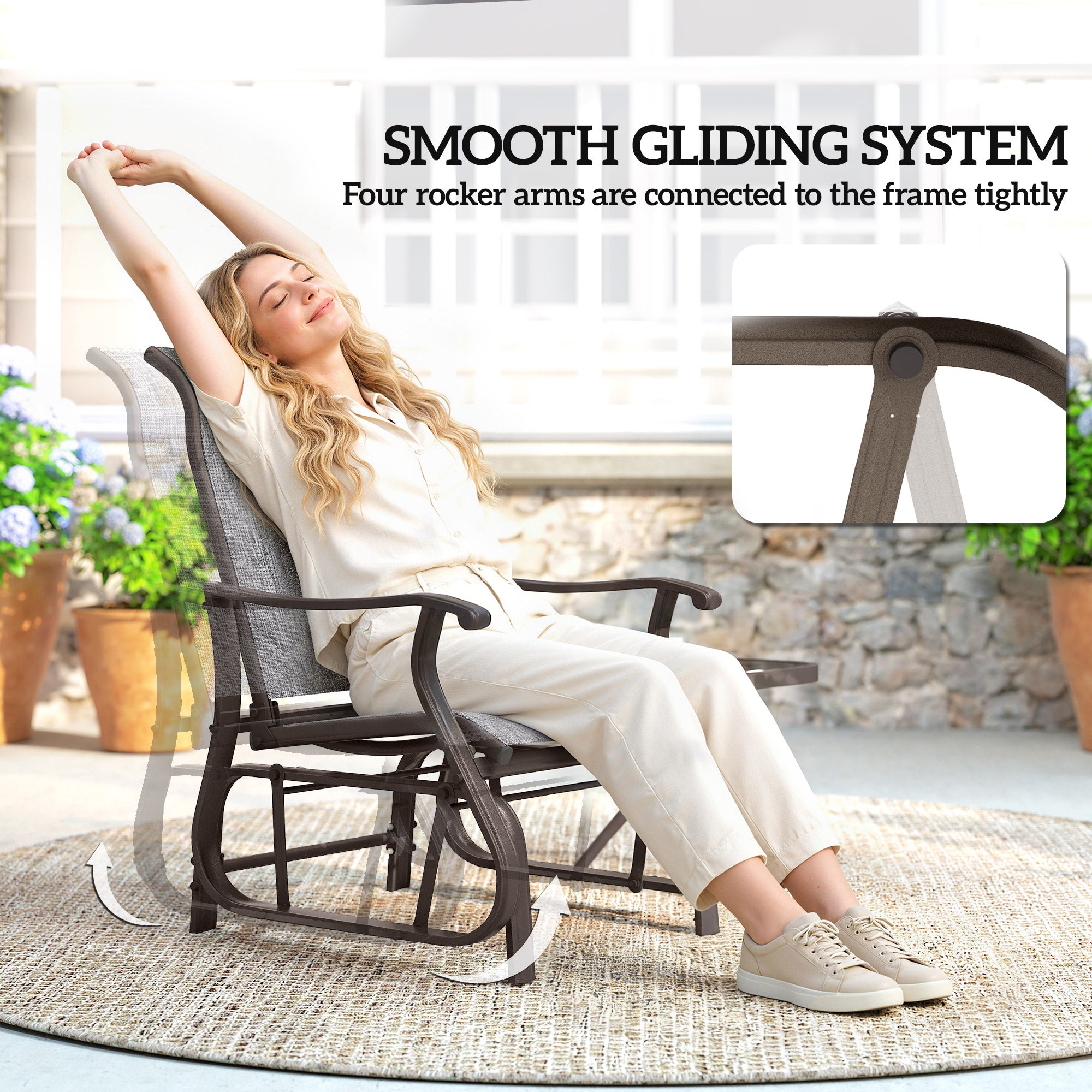 3-Piece Gliding Chair & Table Set - Grey-DECOROLALA