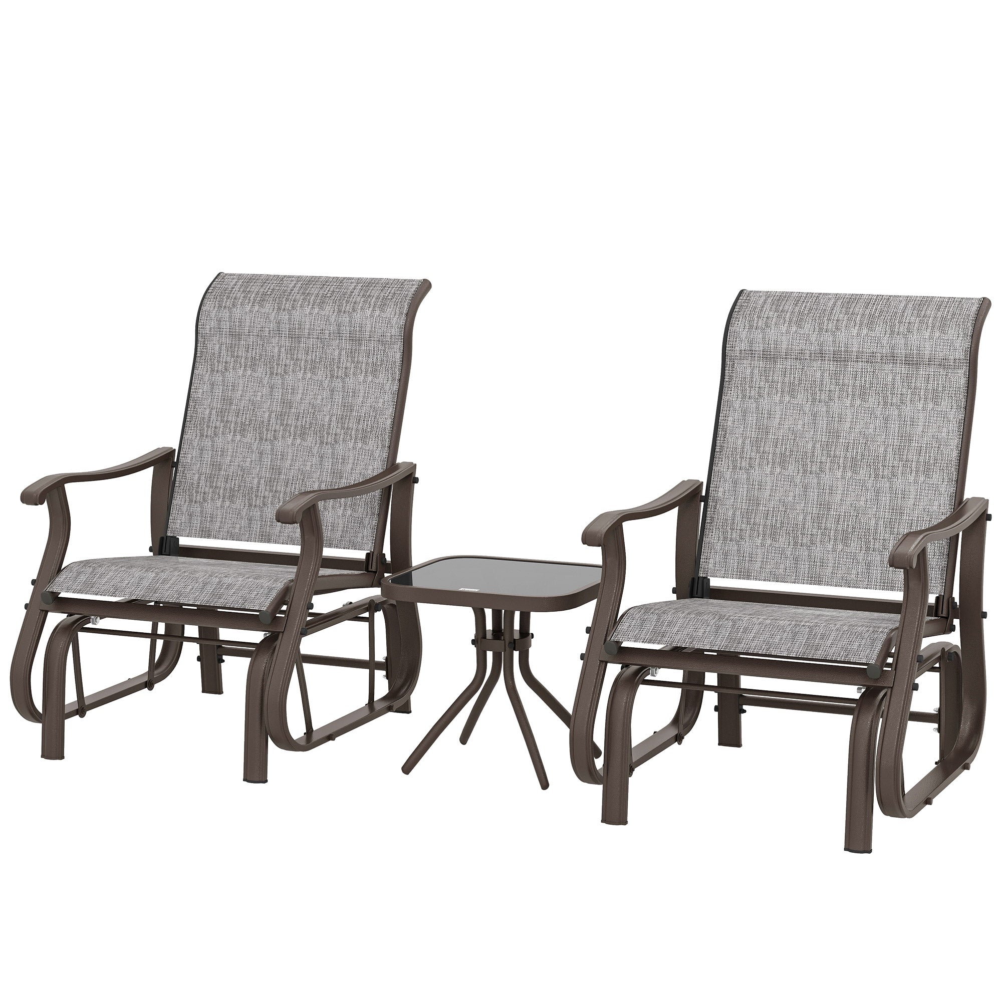 3-Piece Gliding Chair & Table Set - Grey-DECOROLALA