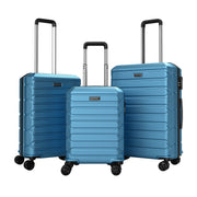 3-Piece Hardside Luggage Set Lightweight Hardside Suitcases with 8-Spinner Wheels-Blue-Camping Equipment-DECOROLALA