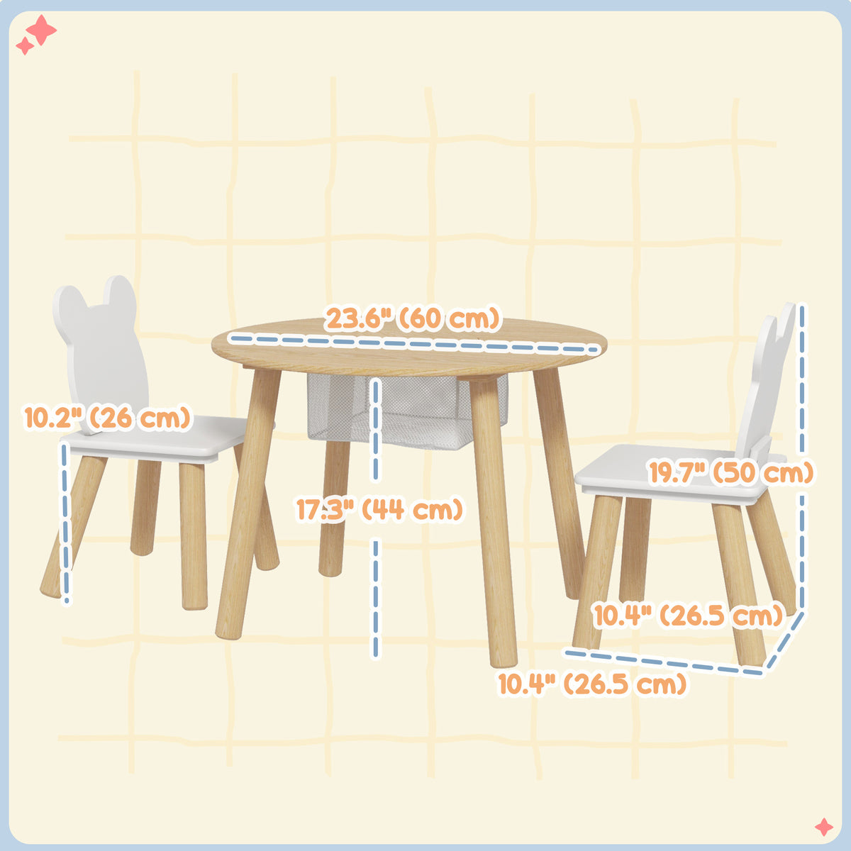Aosom 3-Piece Kids Activity Table and Chair Set - Bear-Shaped-Toys & Games > Toddler & Kids Furniture > Kids Table Sets-DECOROLALA