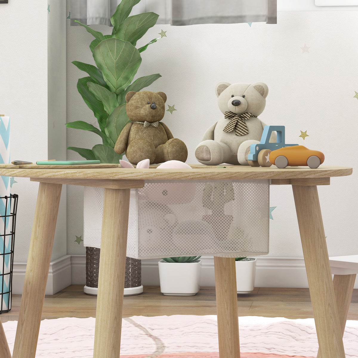 3-Piece Kids Activity Table and Chair Set - Bear-Shaped-Toys & Games > Toddler & Kids Furniture > Kids Table Sets-DECOROLALA