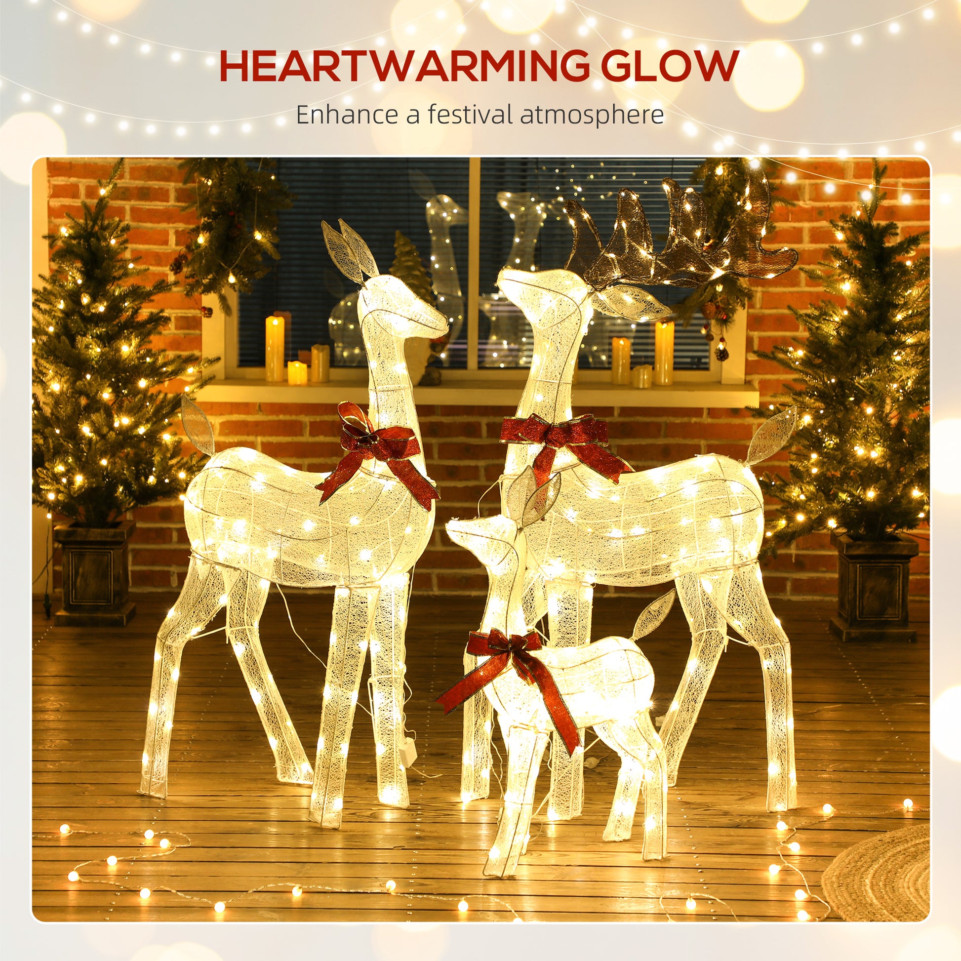 3 Piece Lighted Reindeer Family - 55" Outdoor Decor LED Lights-Home Furnishings > Holiday & Seasonal > Christmas Decorations-DECOROLALA