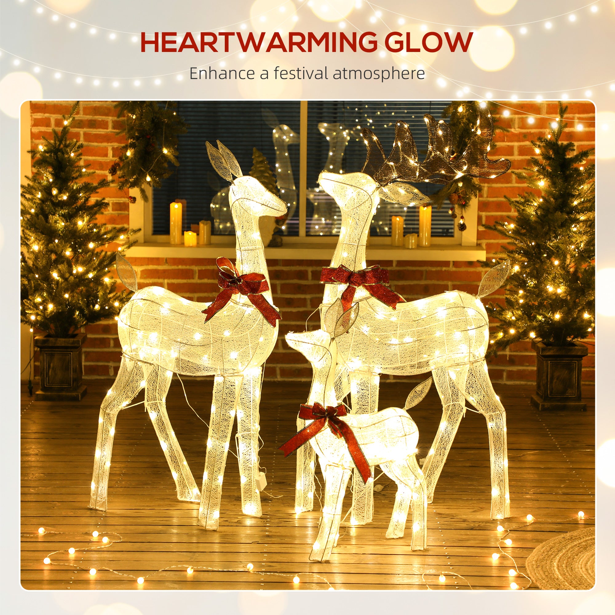 3 Piece Lighted Reindeer Family - 55" Outdoor Decor LED Lights-Home Furnishings > Holiday & Seasonal > Christmas Decorations-DECOROLALA