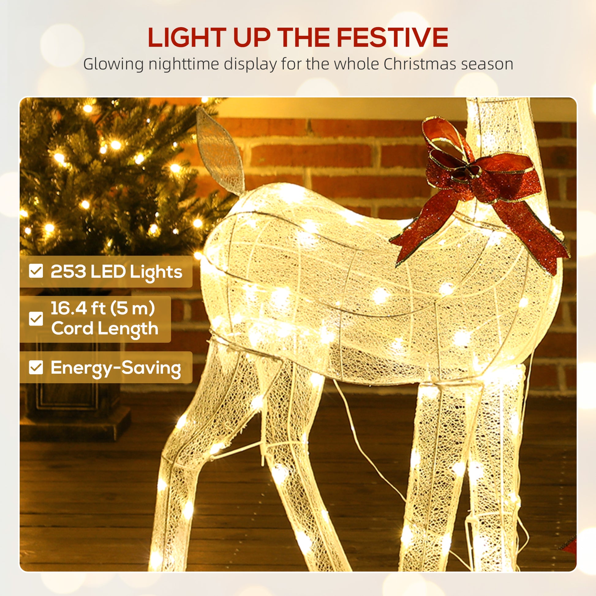 3 Piece Lighted Reindeer Family - 55" Outdoor Decor LED Lights-Home Furnishings > Holiday & Seasonal > Christmas Decorations-DECOROLALA
