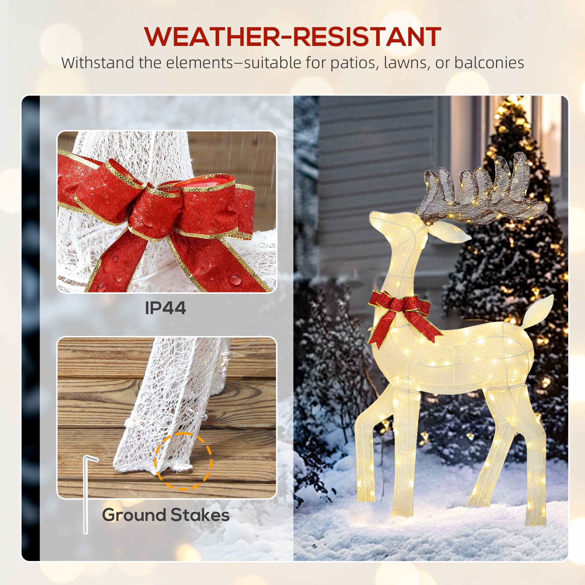 3 Piece Lighted Reindeer Family - 55" Outdoor Decor LED Lights-Home Furnishings > Holiday & Seasonal > Christmas Decorations-DECOROLALA
