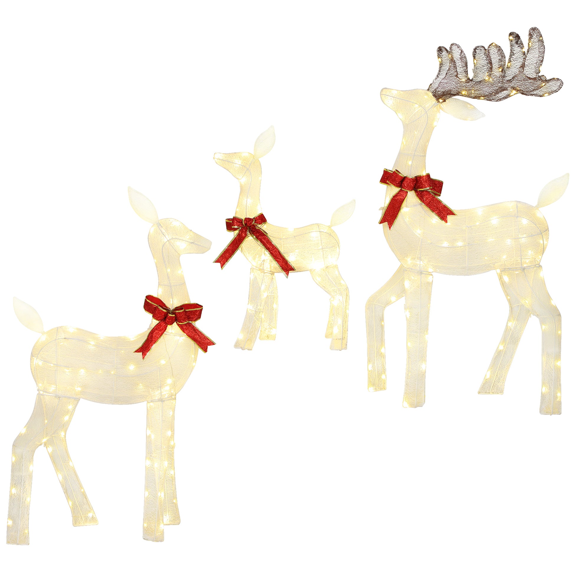 3 Piece Lighted Reindeer Family - 55" Outdoor Decor LED Lights-Home Furnishings > Holiday & Seasonal > Christmas Decorations-DECOROLALA