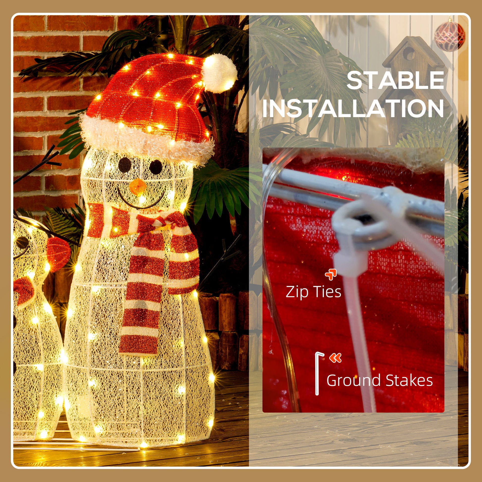 3-Piece Lighted Snowman Family Outdoor Christmas Decor - White-Home Furnishings > Holiday & Seasonal > Christmas Decorations-DECOROLALA