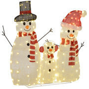 3-Piece Lighted Snowman Family Outdoor Christmas Decor - White-Home Furnishings > Holiday & Seasonal > Christmas Decorations-DECOROLALA