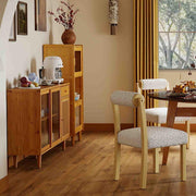 3-Piece Modern Dining Room Set: Wooden Dining Chairs + Bamboo Sideboard Cabinet + Tall Storage Cabinet-Kitchen & Dining Furniture-DECOROLALA
