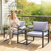 3-Piece Outdoor Bistro Set - Grey Patio Furniture Set-DECOROLALA