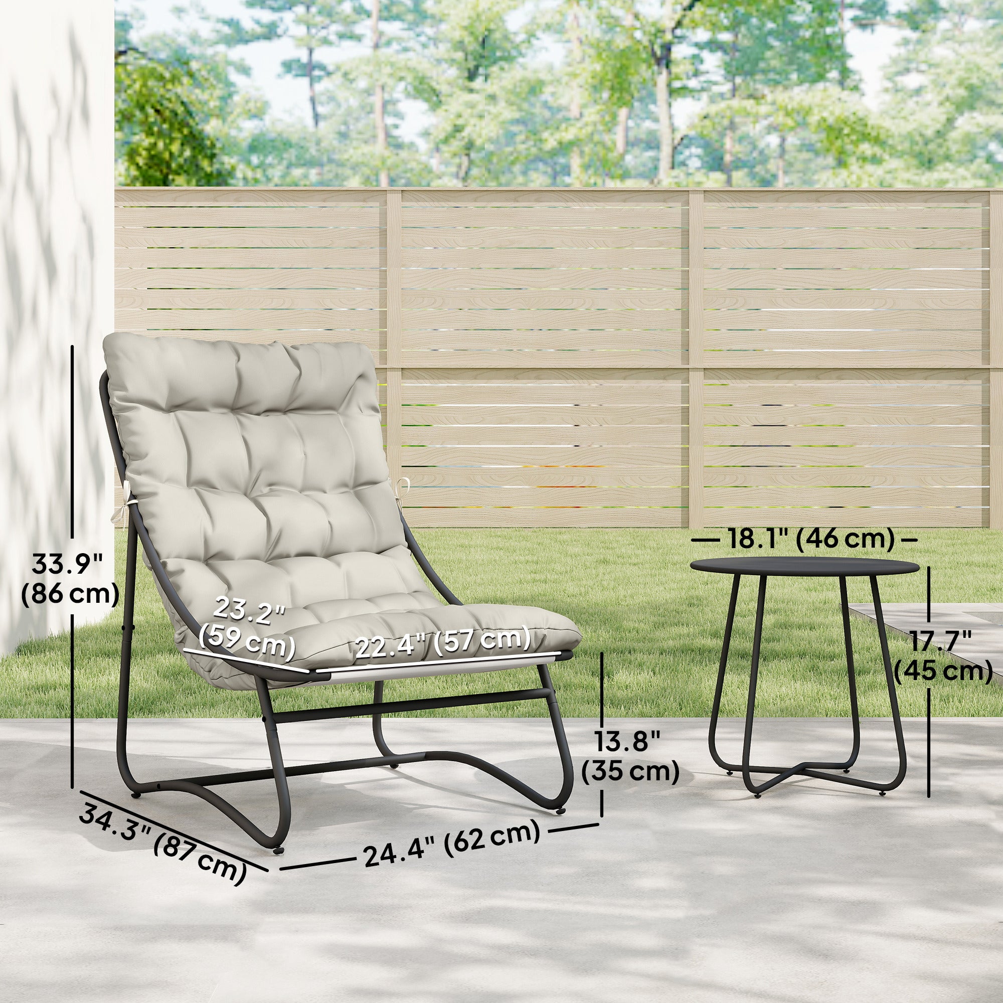 3 Piece Outdoor Bistro Set - Light Grey Round Table-DECOROLALA