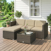 3 Piece PE Rattan Patio Furniture Set - Khaki-Patio Furniture Sets-DECOROLALA