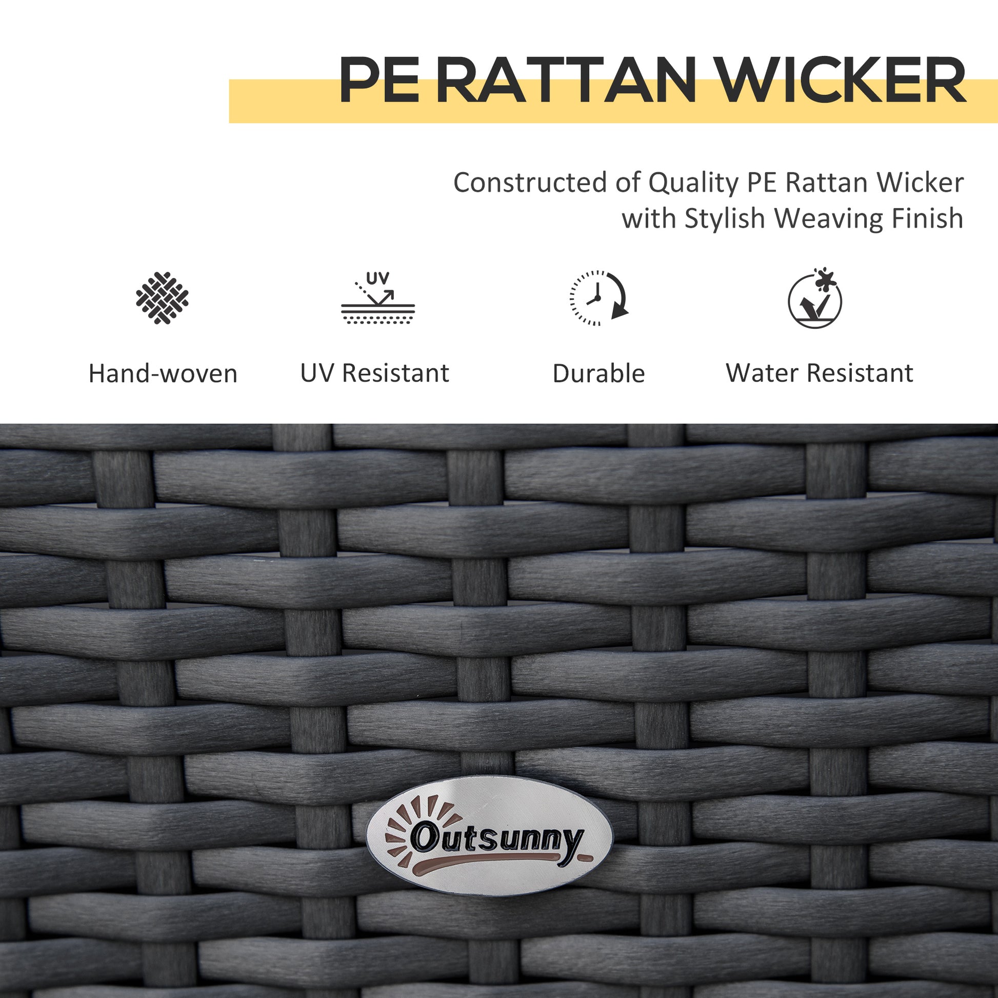 3-Piece Patio Bistro Set - Grey Rattan Wicker-DECOROLALA