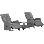 3-Piece Patio Bistro Set - Grey Rattan Wicker-DECOROLALA