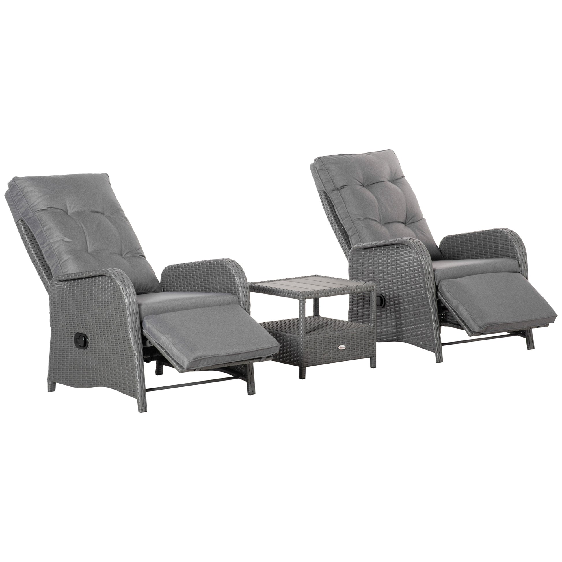 3-Piece Patio Bistro Set - Grey Rattan Wicker-DECOROLALA
