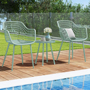 3 Piece Patio Chair Set with PP Seat and Tabletop for Porch-Green-Patio Conversation Sets-DECOROLALA