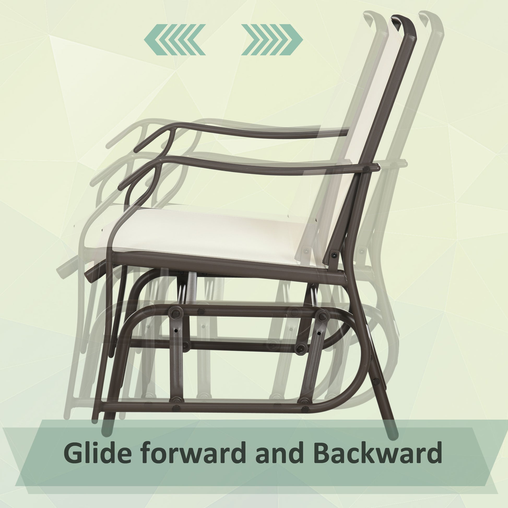 3-Piece Patio Glider Set, Cream, Mesh, Glass Table-DECOROLALA