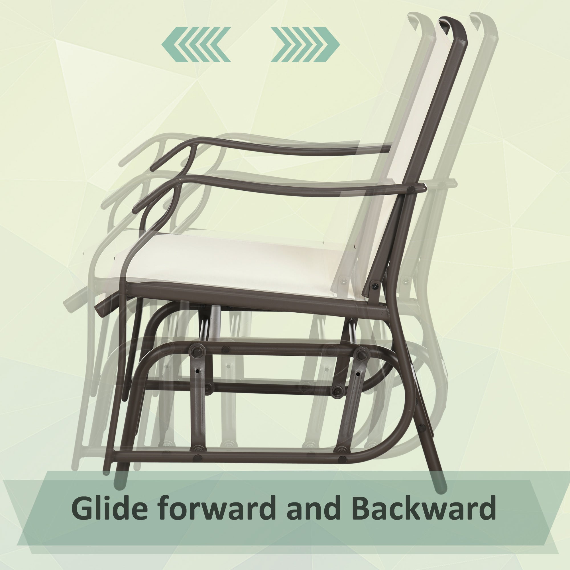 3-Piece Patio Glider Set, Cream, Mesh, Glass Table-DECOROLALA