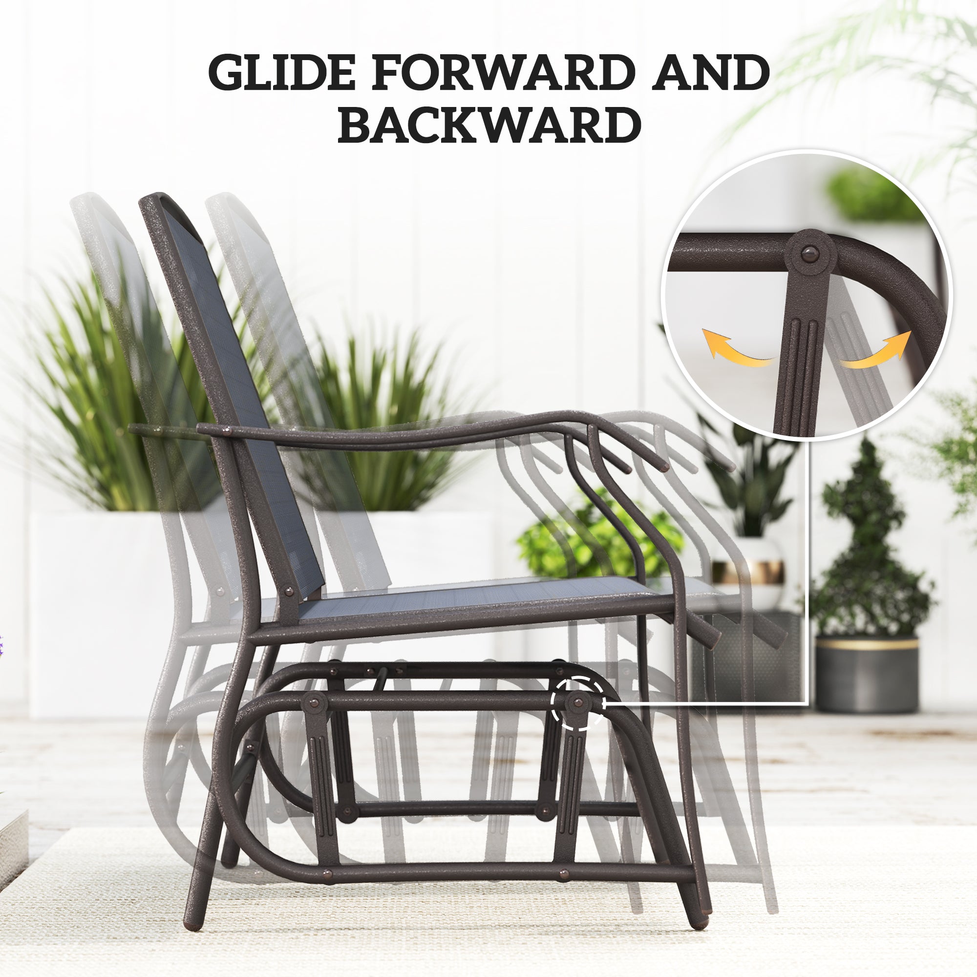 3-Piece Patio Glider Set - Grey Mesh-DECOROLALA