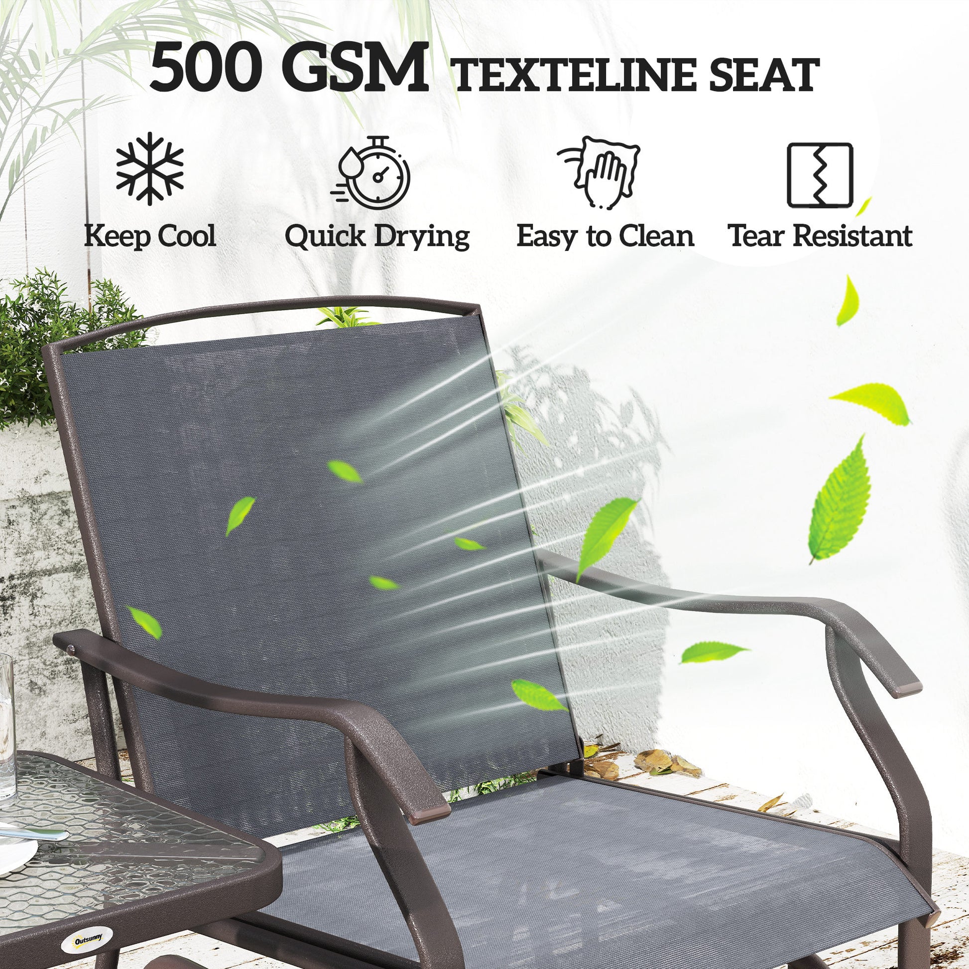 3-Piece Patio Glider Set - Grey Mesh-DECOROLALA