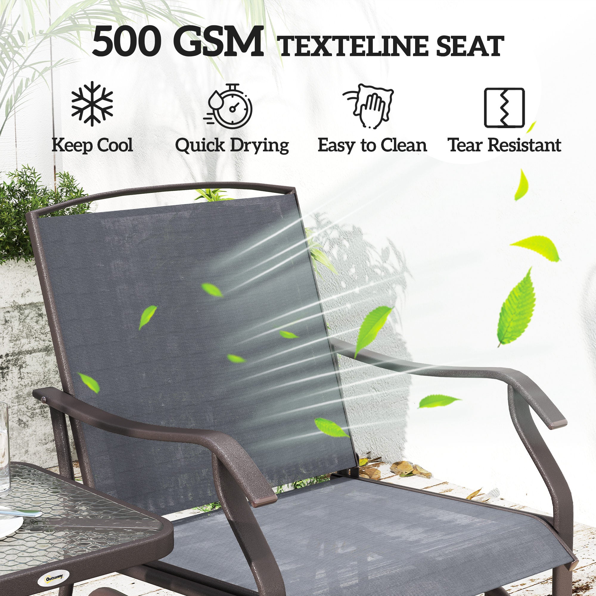 3-Piece Patio Glider Set - Grey Mesh-DECOROLALA