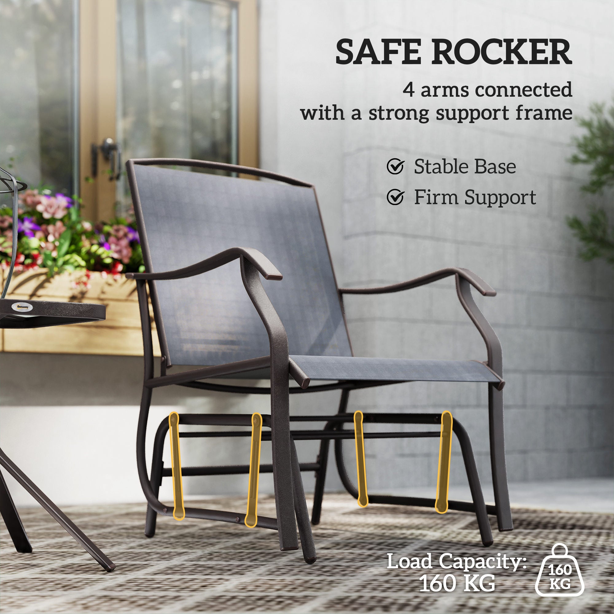 3-Piece Patio Glider Set - Grey Mesh-DECOROLALA