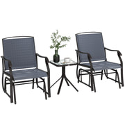 3-Piece Patio Glider Set - Grey Mesh-DECOROLALA