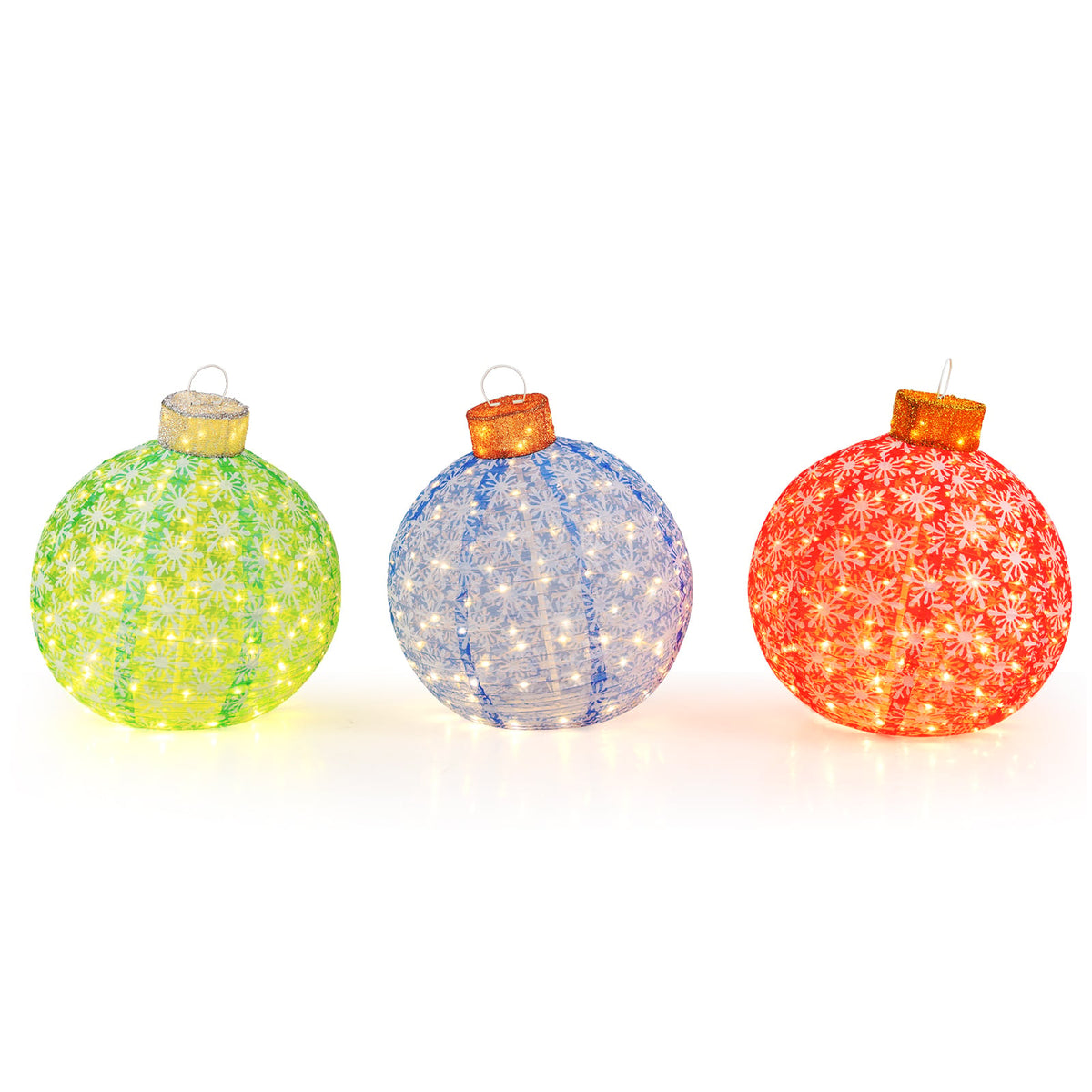 3-Piece Pre-Lit Pop up Christmas Ball Set with Warm White LED Lights-Christmas Decorations & Accessories-DECOROLALA