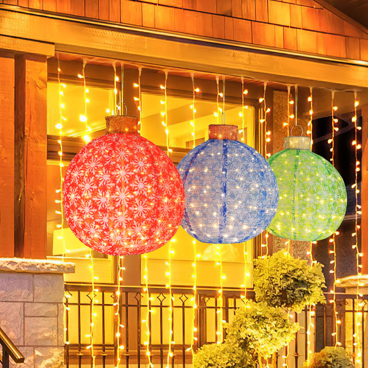 3-Piece Pre-Lit Pop up Christmas Ball Set with Warm White LED Lights-Christmas Decorations & Accessories-DECOROLALA