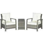 3-Piece Rattan Patio Set - Beige Cushions-DECOROLALA