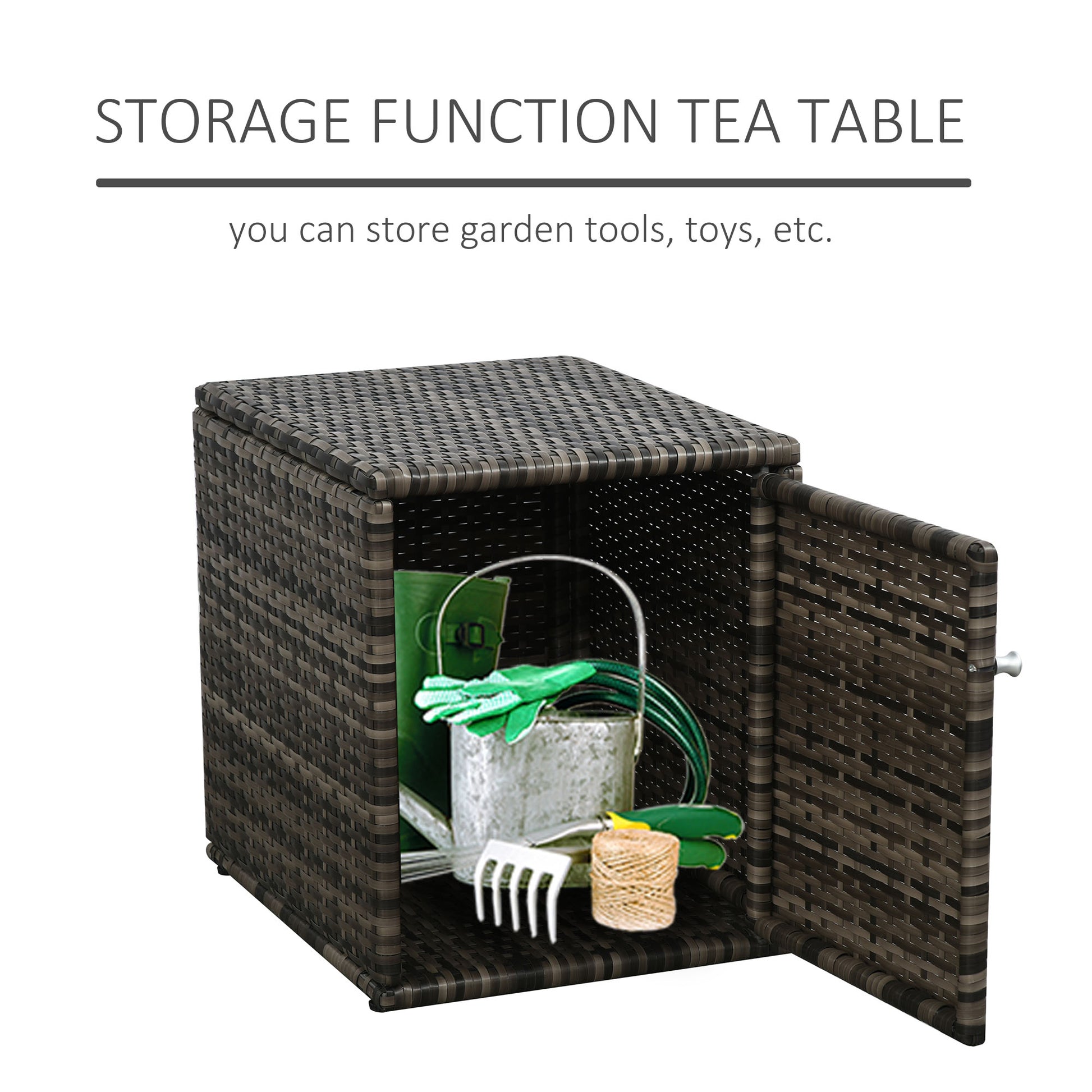 3-Piece Rattan Patio Set with Storage - Blue-DECOROLALA