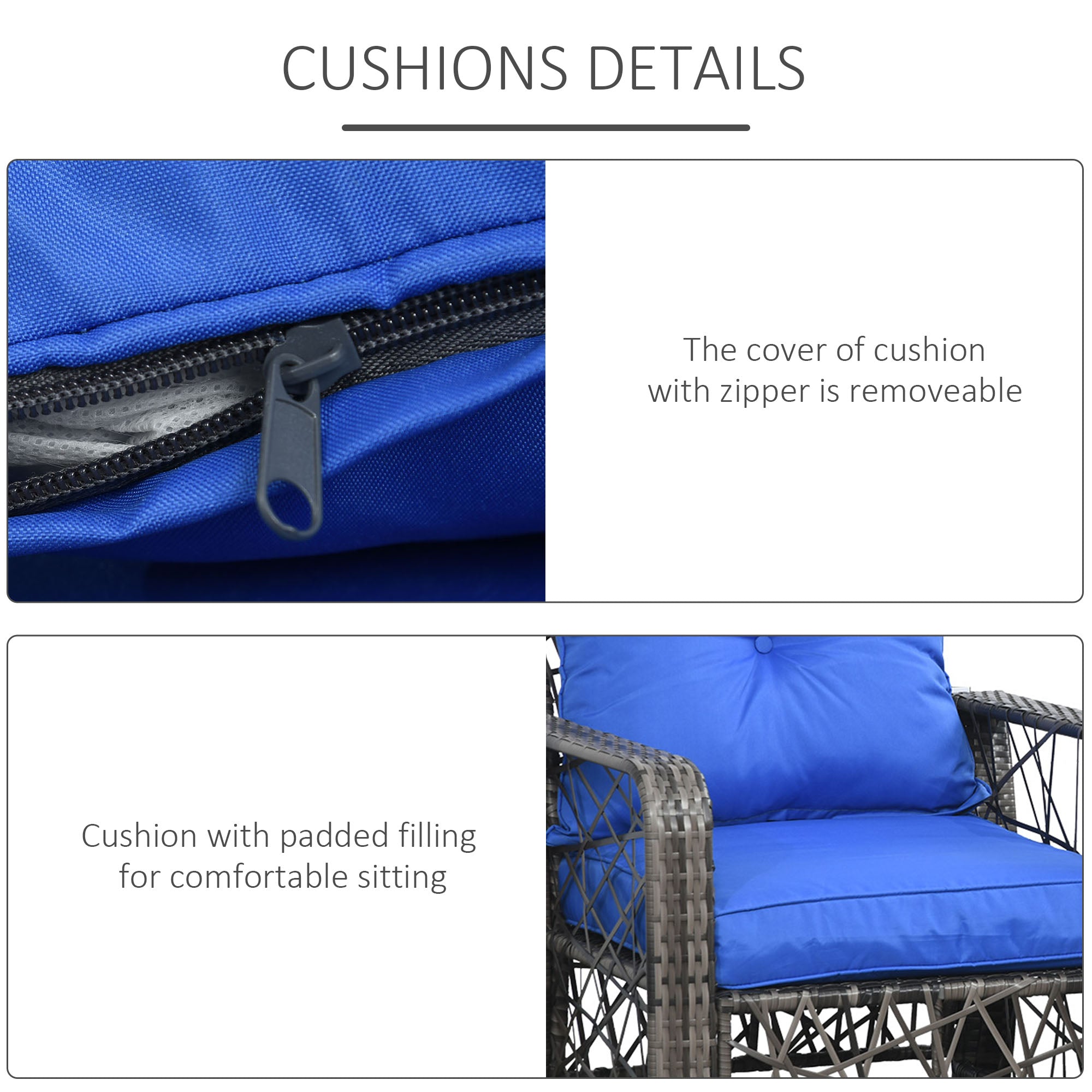 3-Piece Rattan Patio Set with Storage - Blue-DECOROLALA