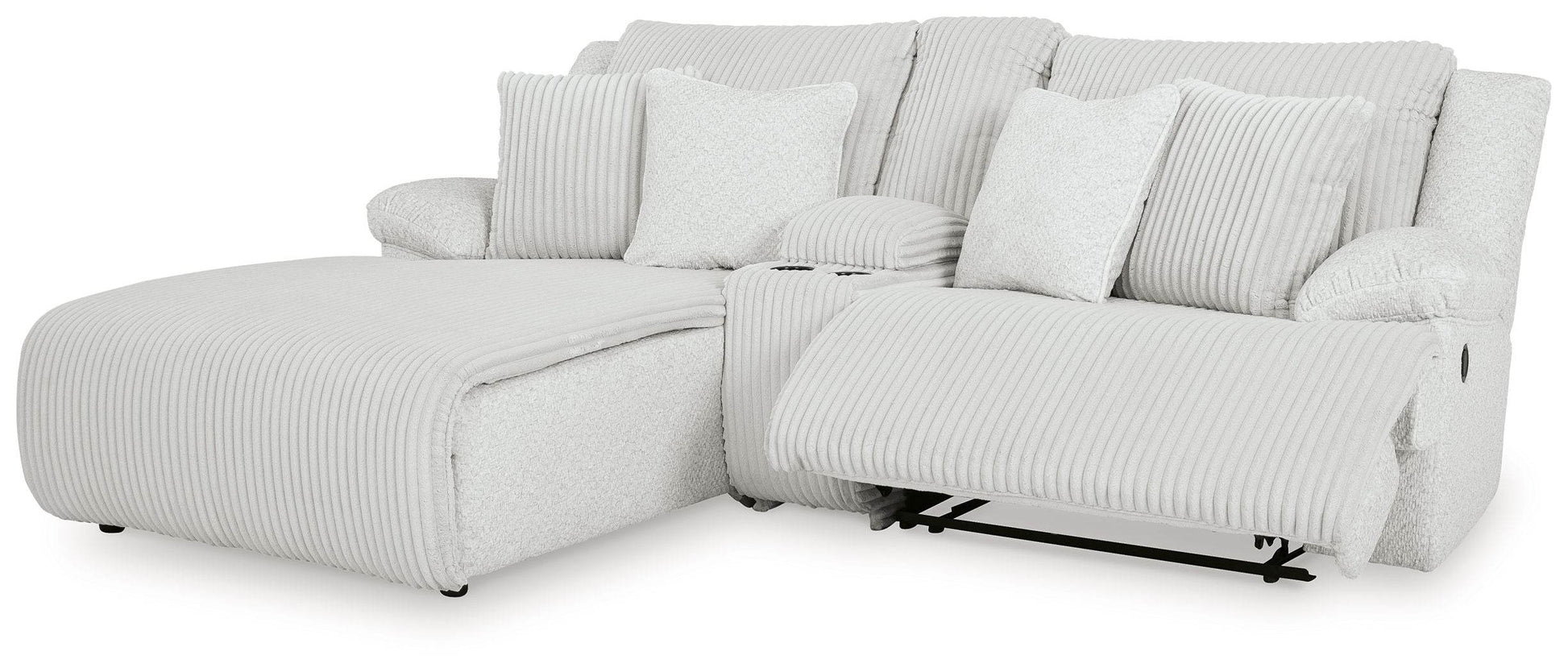 3-Piece Reclining Sectional Sofa Chaise - Alloy-Reclining Sectionals-DECOROLALA