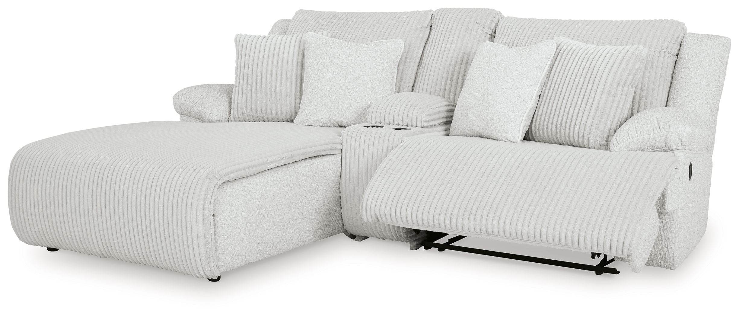 3-Piece Reclining Sectional Sofa Chaise - Alloy-Reclining Sectionals-DECOROLALA