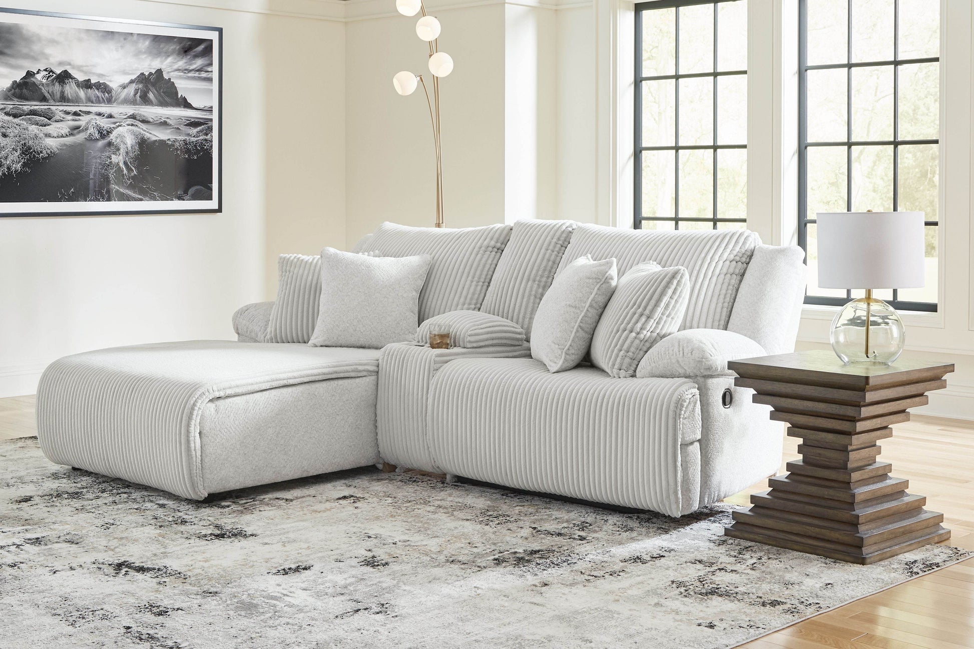 3-Piece Reclining Sectional Sofa Chaise - Alloy-Reclining Sectionals-DECOROLALA