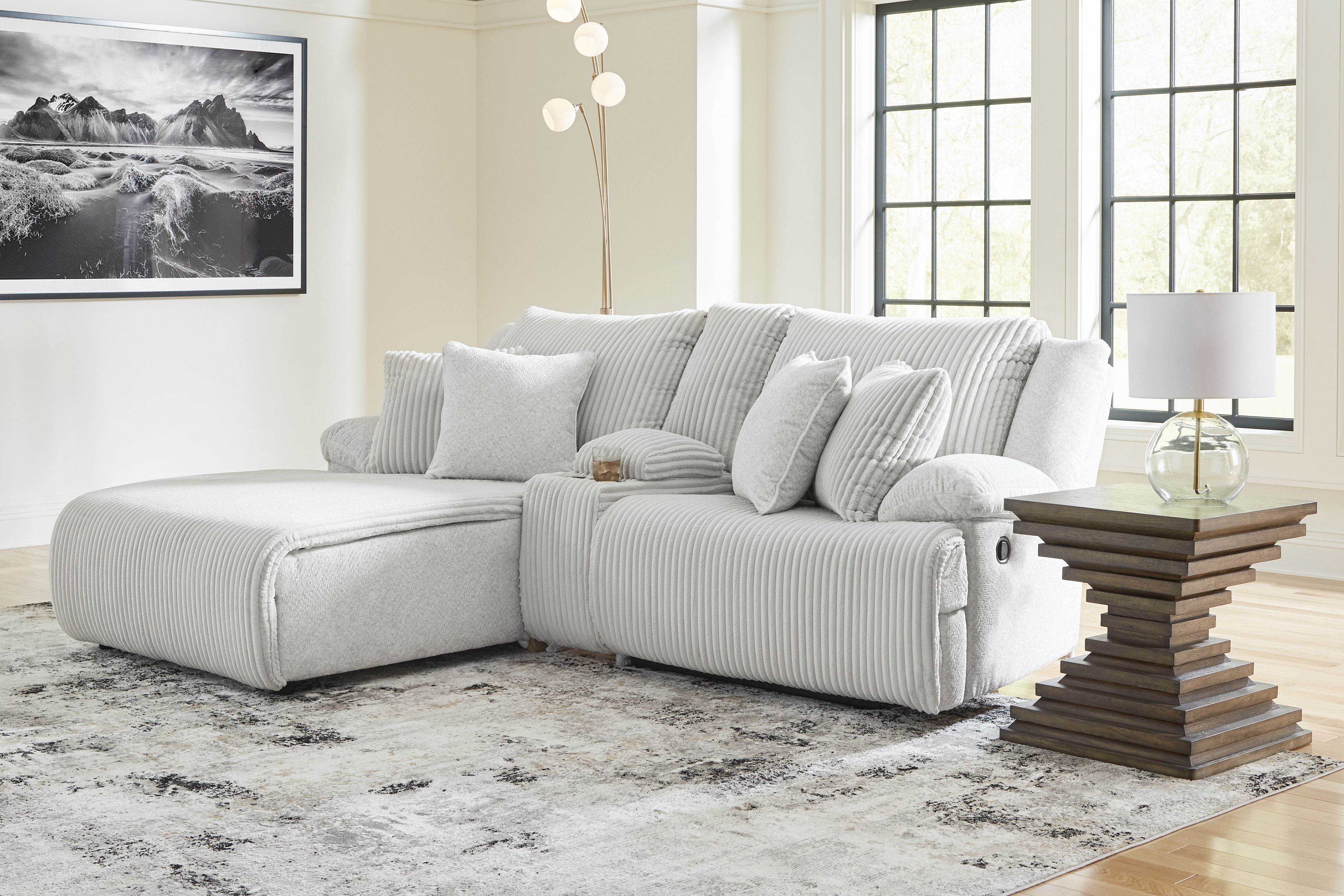 3-Piece Reclining Sectional Sofa Chaise - Alloy-Reclining Sectionals-DECOROLALA