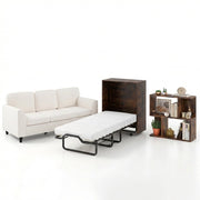 3-Piece Space-Saving Living Room with Teddy Sofa Display Bookshelf & Foldable Murphy Bed-Folding Beds-DECOROLALA