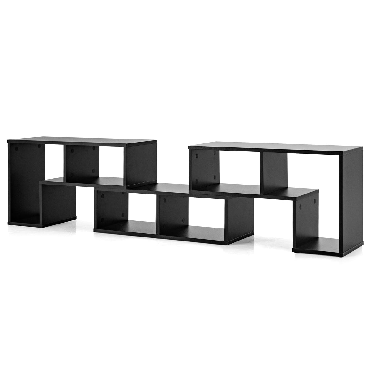 3 Pieces Adjustable TV Stand for TVs up to 65 Inch with Shelves-Black-Entertainment Centers & TV Stands-DECOROLALA