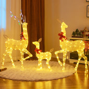 3 Pieces Lighted Family Deer Set with LED Lights and RGB Flashing Lights-Christmas Decorations & Accessories-DECOROLALA