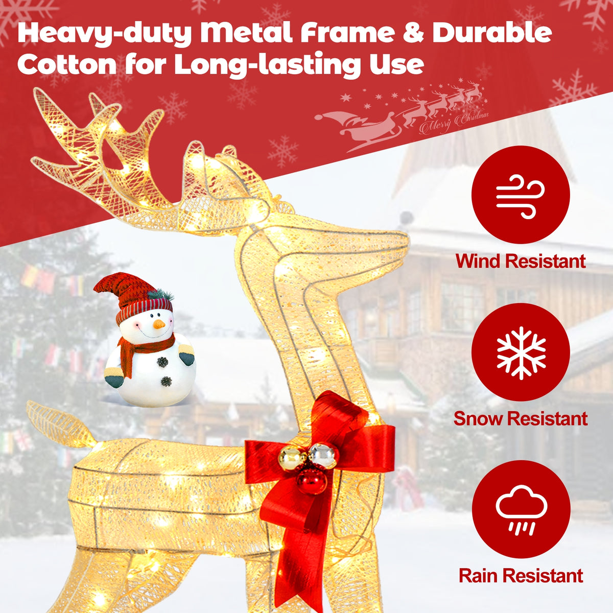 3 Pieces Lighted Reindeer Family Set with 230 LED Lights Stakes-Christmas Decorations & Accessories-DECOROLALA